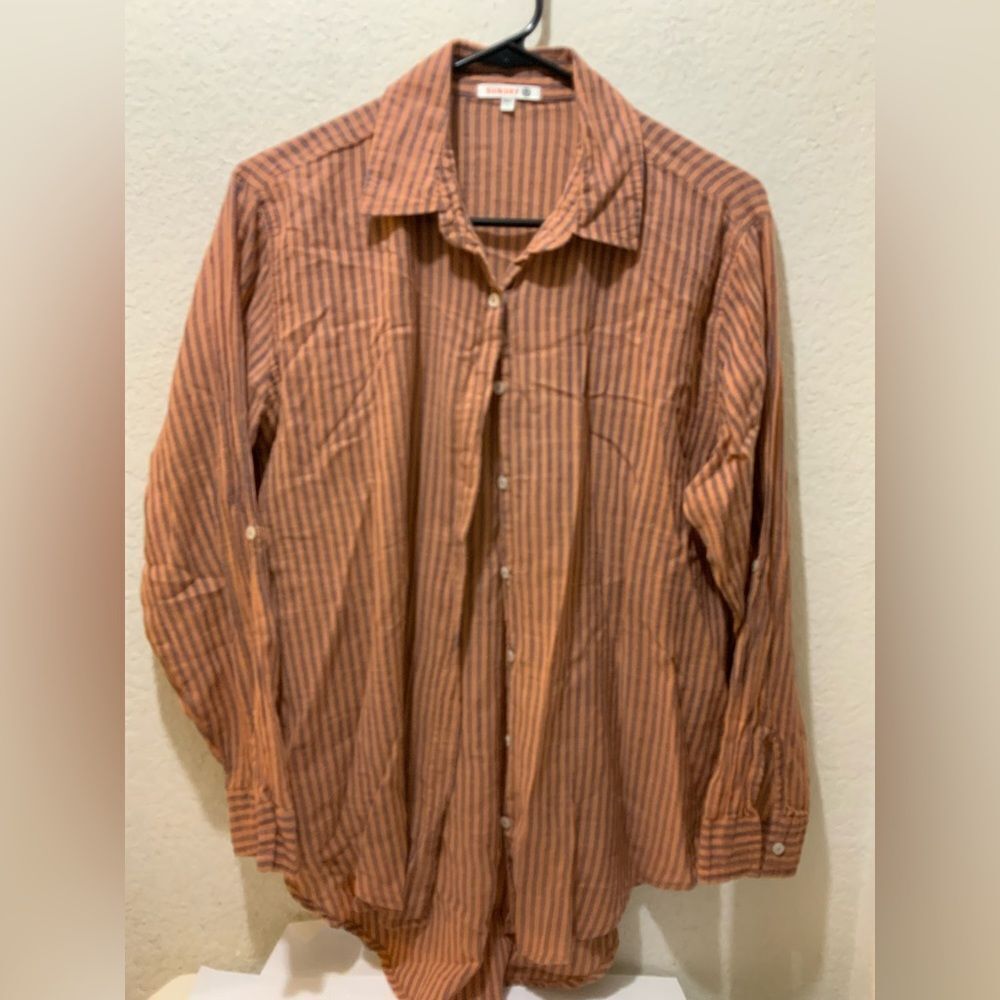 New Sundry Striped Cotton Relaxed Fit Long Sleeve Tunic Size Small/1 Preppy
